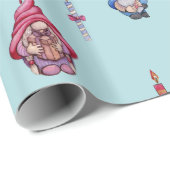 Papier Cadeau gnomes, bougies, étoiles (Coin rond)