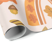 Papier Cadeau Gnomes d'action de grâce avec Arc-en-ciel et feuil (Coin rond)