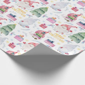 Papier Cadeau gnomes d'aquarelle de Noël (Coin)
