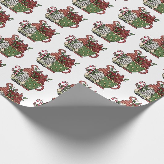 Papier Cadeau gnomes de café de Noël (Coin)