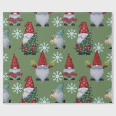 Papier Cadeau Gnomes de neige de Noël (Plat)