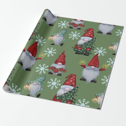 Papier Cadeau Gnomes de neige de Noël (Déroulé)
