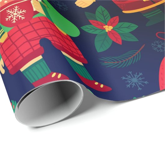 Papier Cadeau Gnomes de Noël (Coin rond)