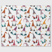 Papier Cadeau Gnomes de Noël avec Fête de l'aquarelle lanterne (Plat)