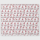 Papier Cadeau Gnomes de Noël avec Fête de l'aquarelle lanterne (Plat)