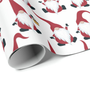Papier Cadeau Gnomes de Noël avec Fête de l'aquarelle lanterne