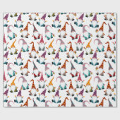 Papier Cadeau Gnomes de Noël avec Fête de l'aquarelle lanterne (Plat)