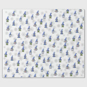 Papier Cadeau Gnomes de Noël et flocons de neige (Plat)