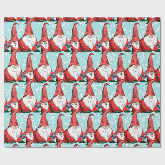 Papier Cadeau Gnomes de Noël joyeux de vacances (Plat)