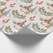 Papier Cadeau Gnomes De Noël Vintage Avec Verdure (Coin)