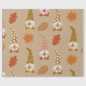 Papier Cadeau Gnomes de Thanksgiving avec feuilles d'automne (Plat)