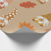 Papier Cadeau Gnomes de Thanksgiving avec feuilles d'automne (Coin)