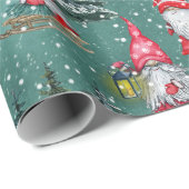 Papier Cadeau Gnomes En Hiver (Coin rond)
