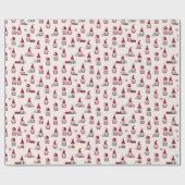 Papier Cadeau Gnomes et cadeaux de Noël Pays rustique (Plat)