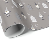 Papier Cadeau Gnomes et maisons d'hiver lunaires (Coin rond)