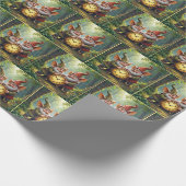 Papier Cadeau Gnomes Forestiers Avec Ancienne Horloge (Coin)