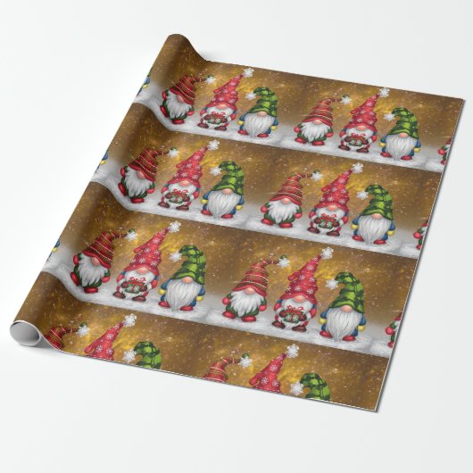 Papier Cadeau Gnomes Joyeux Noël (Déroulé)
