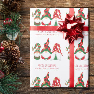 Papier Cadeau Gnomes Joyeux Noël Personnalisé
