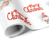 Papier Cadeau Gnomes mignons, cerfs et neiges (Coin rond)