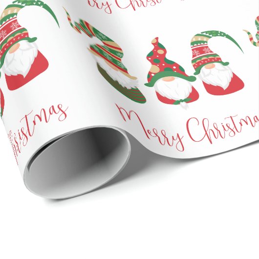Papier Cadeau Gnomes mignons Joyeux Noël (Coin rond)