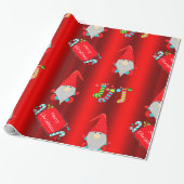 Papier Cadeau Gnomes mignons Noël rouge (Déroulé)