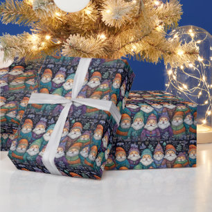 Papier Cadeau Gnomes Père Noël mignons