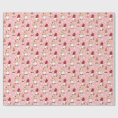 Papier Cadeau Gnomes tendance hiver rose rouge Rose or (Plat)