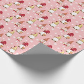 Papier Cadeau Gnomes tendance hiver rose rouge Rose or (Coin)