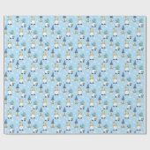 Papier Cadeau Gnomes très tendance Winter Gold Blue (Plat)