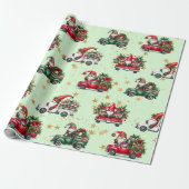 Papier Cadeau Gnomes Whimsical, Camions et Etoiles Gold Foil (Déroulé)