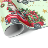 Papier Cadeau Gnomes Whimsical, Camions et Etoiles Gold Foil (Coin rond)