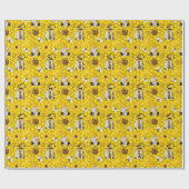 Papier Cadeau Gnomes Yellow Sunflower Bees Miel (Plat)