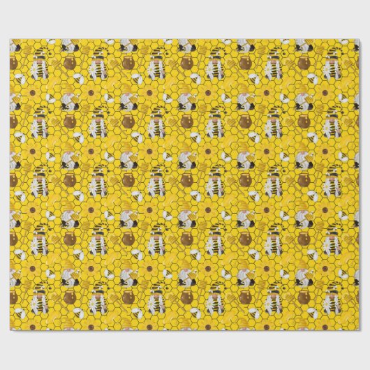 Papier Cadeau Gnomes Yellow Sunflower Bees Miel (Plat)