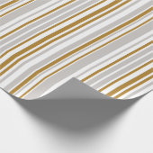 Papier Cadeau Gold and silver tone stripe holiday wrapping paper (Coin)