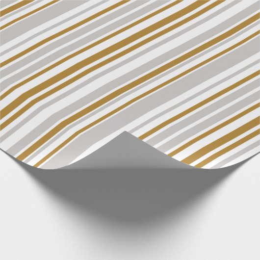 Papier Cadeau Gold and silver tone stripe holiday wrapping paper (Coin)