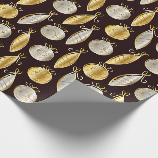 Papier Cadeau Gold And Silver Tree Ornaments Wrapping Paper (Coin)