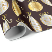Papier Cadeau Gold And Silver Tree Ornaments Wrapping Paper (Coin rond)
