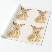 Papier Cadeau Gold Angel Wrapping Paper (Déroulé)