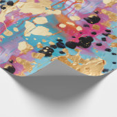 Papier Cadeau Gold Aqua rose Abstrait Leopard (Coin)