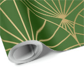Papier Cadeau Gold art-deco pattern on green wrapping paper (Coin rond)