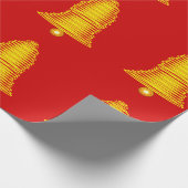 Papier Cadeau Gold Bells on Red Wrapping Paper (Coin)