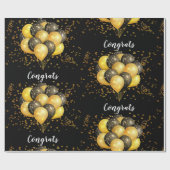 Papier Cadeau Gold Black Balloons Parti de retraite (Plat)