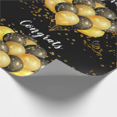 Papier Cadeau Gold Black Balloons Parti de retraite (Coin)
