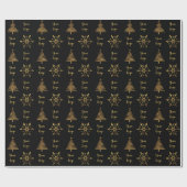 Papier Cadeau Gold Black Chic Christmas Tree Retail Logo personn (Plat)
