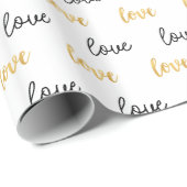 Papier Cadeau Gold Black Love (Coin rond)