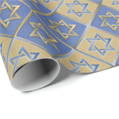 Papier Cadeau Gold Blue Star de David Art Panels (Coin rond)