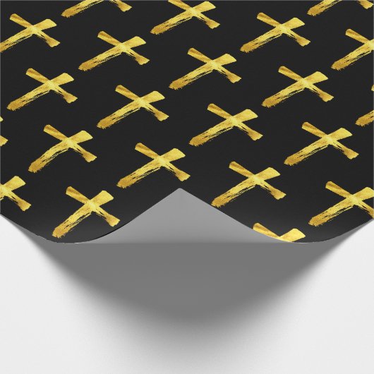 Papier Cadeau Gold Brush Cross Christian Religieux Crucifix Dieu (Coin)
