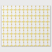 Papier Cadeau Gold Brush Cross - Christian Religion Crucifix (Plat)