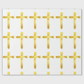 Papier Cadeau Gold Brush Cross - Christian Religion Crucifix (Plat)