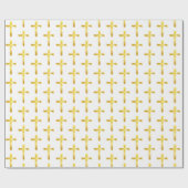 Papier Cadeau Gold Brush Cross - Modern Christian Crucifix (Plat)